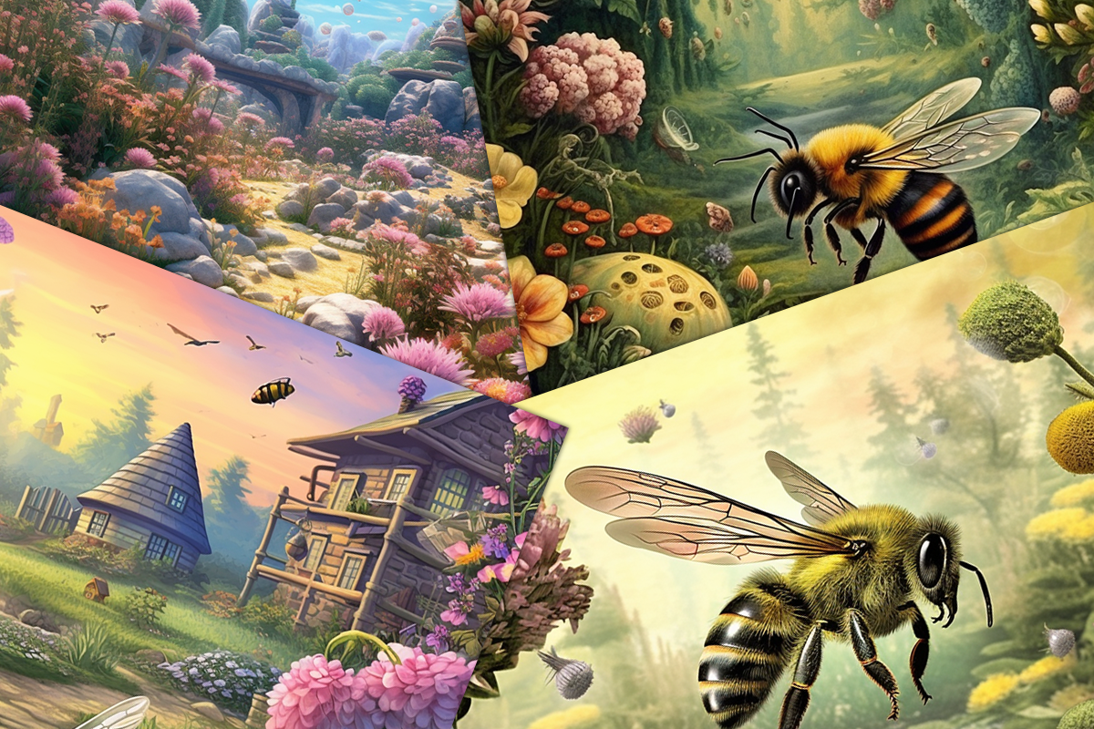 Buzzing Bee Garden Textures, a Background Graphic by AdriOP