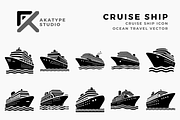 Cruise Ship Icon Vector, a Solid Icon by Akatype Studio (Thumbnail 1 of 3)