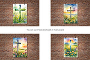 Watercolor Easter Cross, Set 2, a Decorative Illustration by Kat's Artful Creations (Thumbnail 2 of 9)