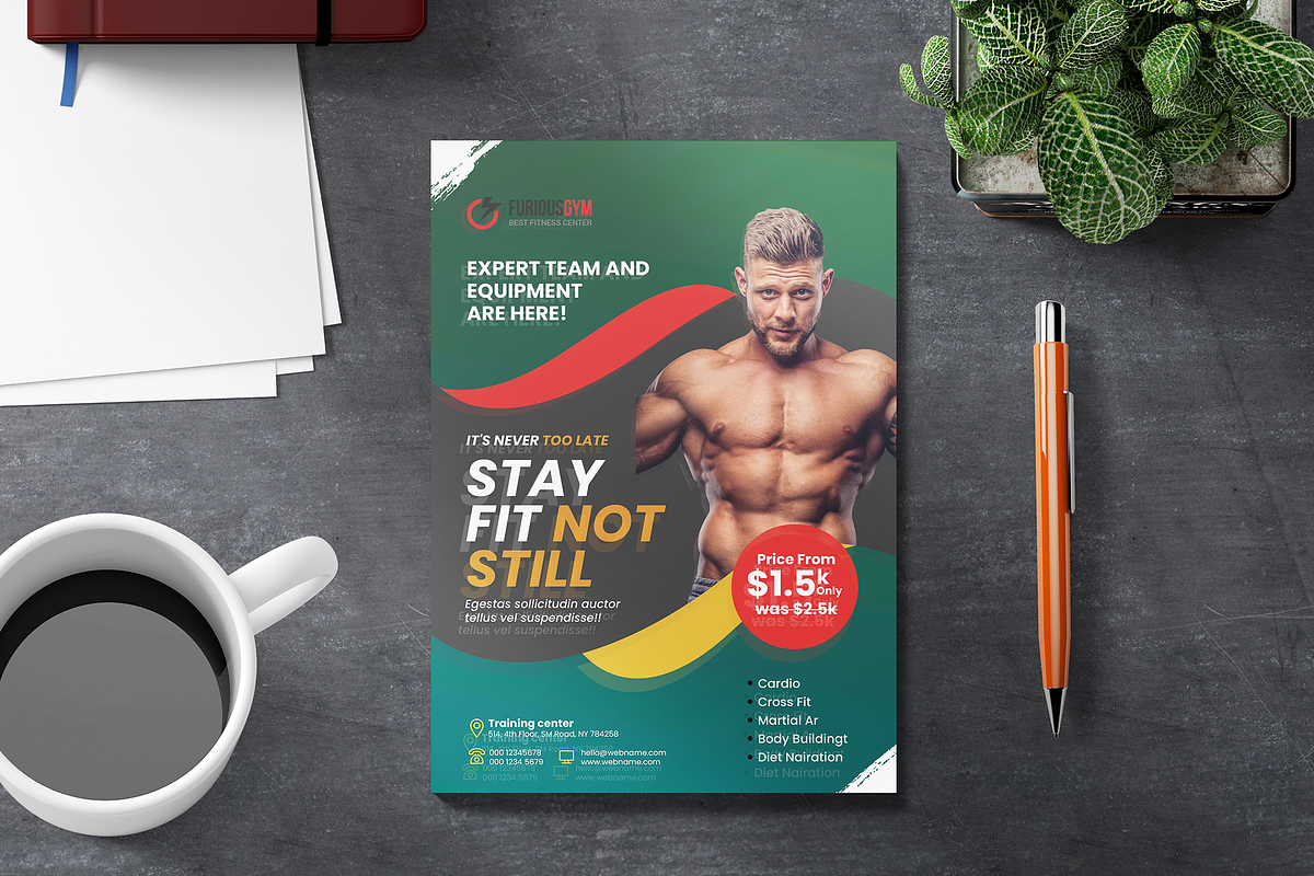 Fitness Trainer Flyer Template, a Flyer Template by Creativpixl (Photo 7 of 7)