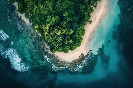 Stunning aerial view of tropical isl, a Photo by Iftikhar Alam