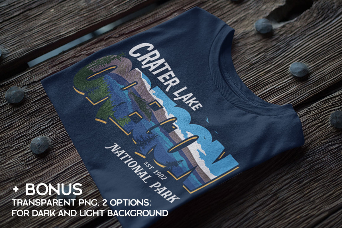 Crater Lake National Park Oregon Tee, an Illustration by Paul Lesser (Photo 6 of 9)