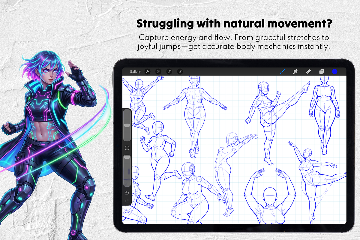 165 Curvy Female Pose Stamps, a Brush Add-On by Selentaori Studio (Photo 6 of 11)