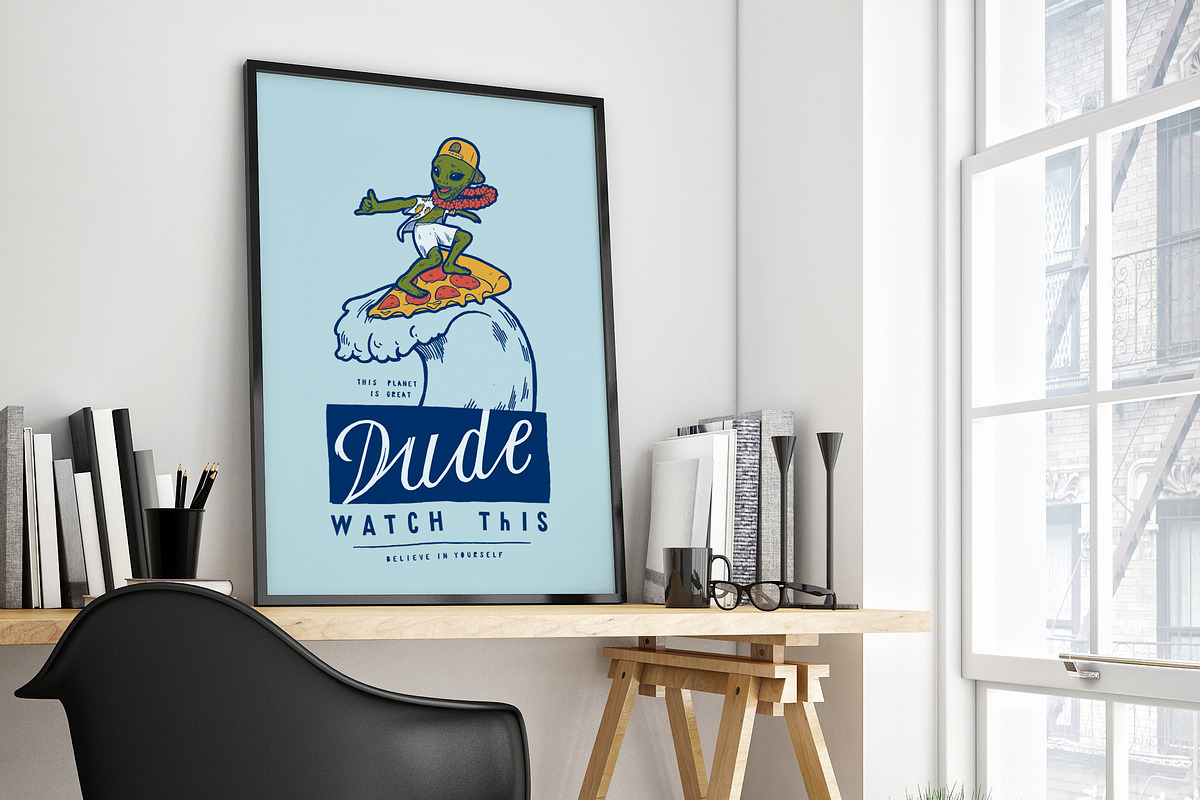 Alien Surfer, a Sport Illustration by hand draw (Photo 2 of 3)