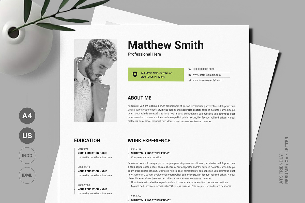 Modern Executive Resume Template, a Resume Template by PixelStudio (Photo 1 of 5)