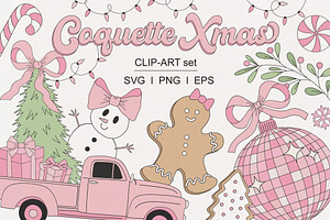 Coquette Christmas clipart set