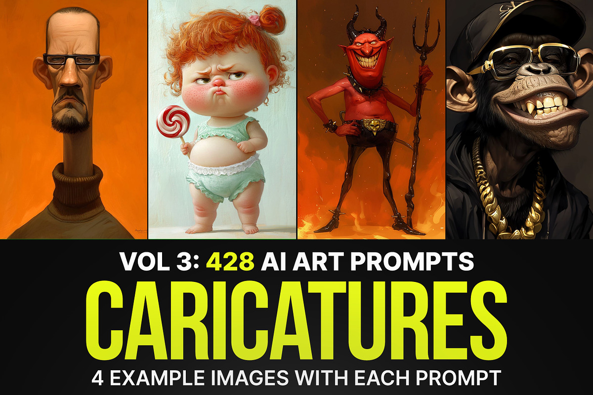 428 Prompts for Caricatures Vol 3, an Illustration by Sevenstyles (Photo 1 of 12)