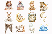 Watercolor Sleepy Animals Clipart, an Illustration by Design Market (Thumbnail 3 of 7)