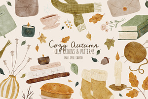 Cozy Autumn | Cliparts and Patterns, an Object Illustration by OkPen