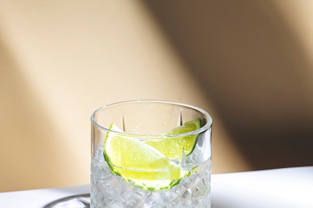 Ti punch cocktail drink with white rum agricole, sugar syrup and
