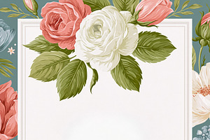 Floral frame creating a vintage botanical wedding invitation tem, an Illustration by Studio ANNA