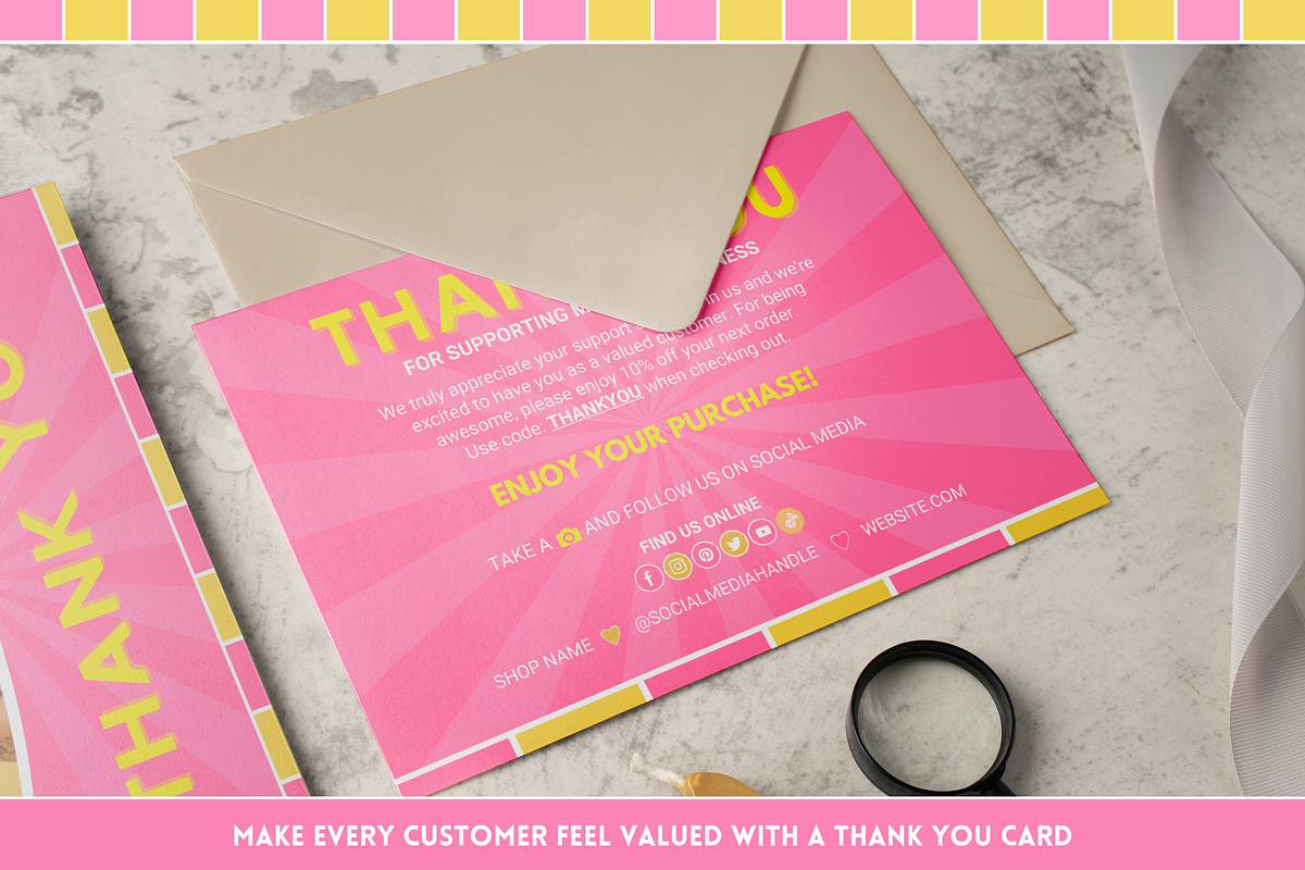 Pink Thank You Card, a Card Template by SunshineStudioBoutique (Photo 9 of 10)