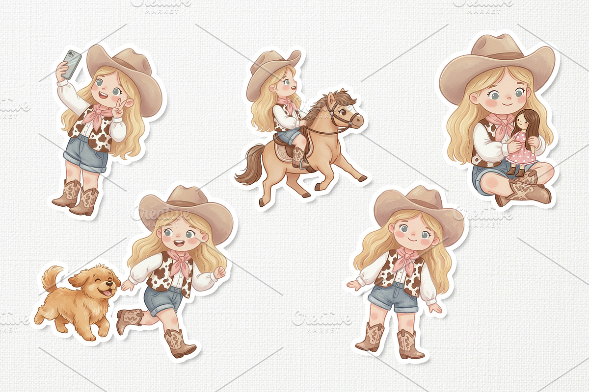 Lovely Cowgirl Kid Cute Cartoon Art, a Person Illustration by Gohsantosa (Photo 3 of 4)