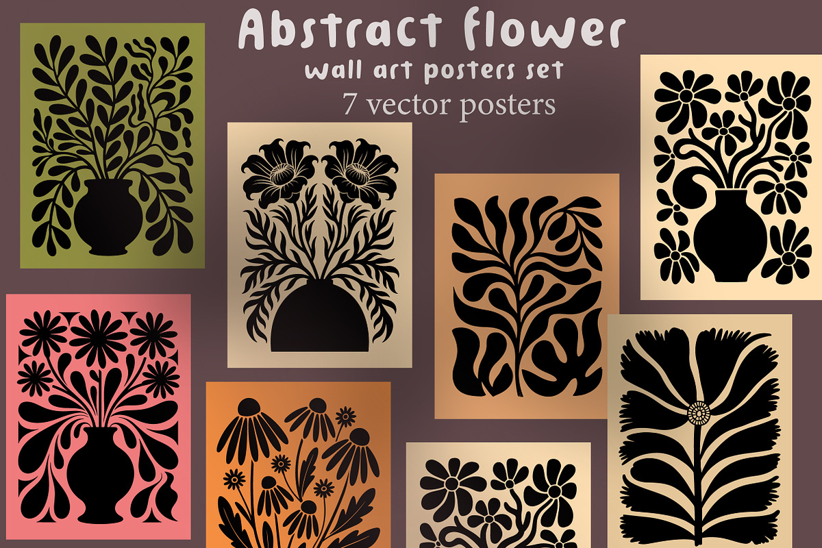 Abstract flower wall art posters set, an Illustration by Libby Wishes (Photo 1 of 11)