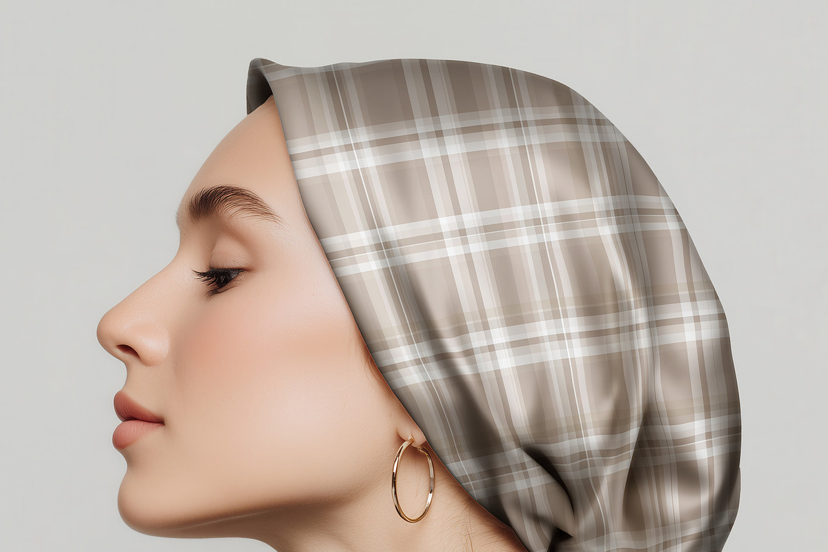 Silk Headscarf Mockup – Model (PSD), a Hat Mockup by 1001 mockups (Photo 7 of 9)