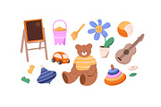 Cute kids toys set + backgrounds, an Object Illustration by PaperTrident (Thumbnail 3 of 12)