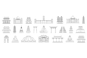 Collection of Asian traditional, an Illustration by Flashvector