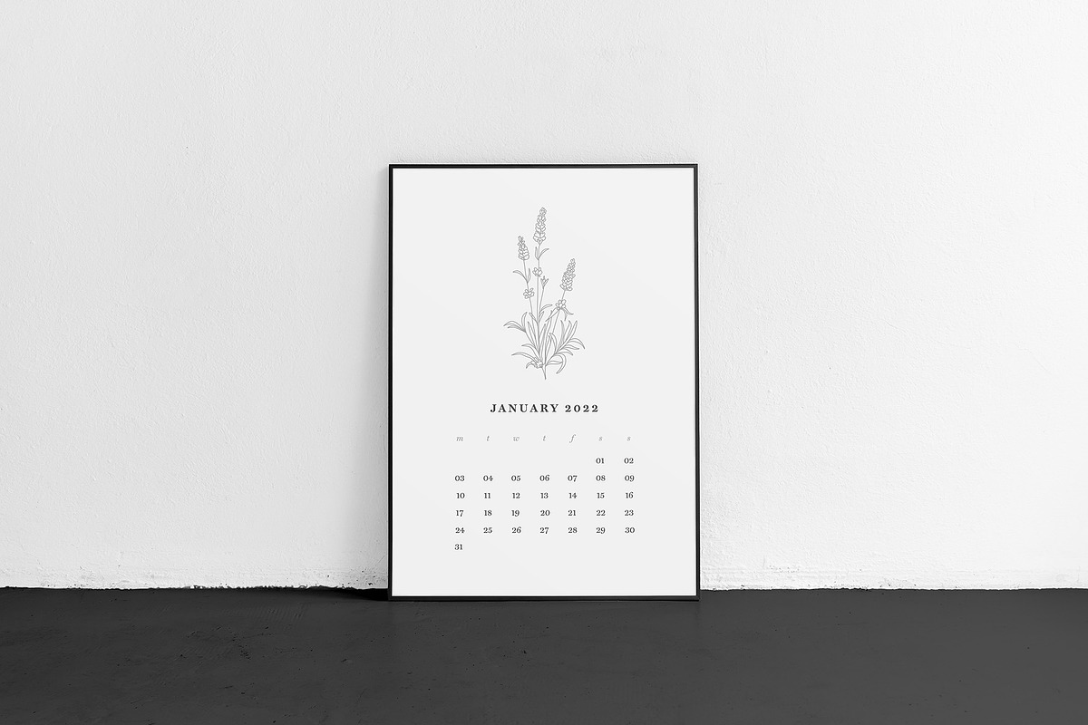 Floral Line Art Calendar 2022, an Illustration by Bordo (Photo 1 of 2)