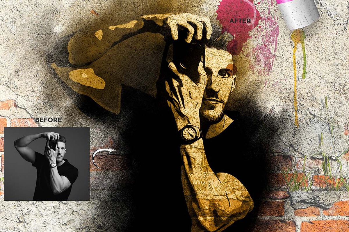 CutSpray – Stencil & Halftone Art FX, an Action Add-On by Studio Retouch (Photo 7 of 11)