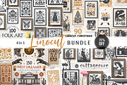 4 in 1 Linocut Vector Bundle, an Object Graphic by DariSmartArt (Thumbnail 1 of 17)