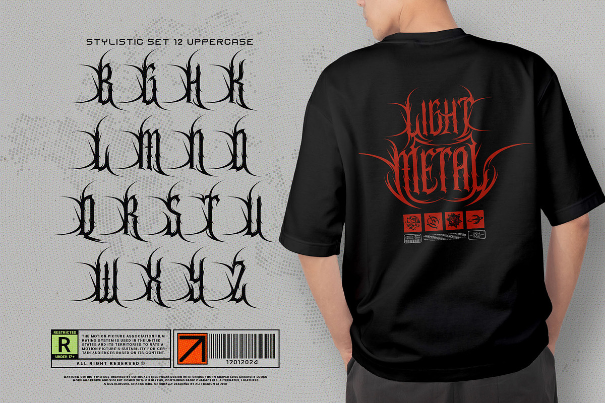 Maytorm Modern Metal Typeface, a Blackletter Font by alit design (Photo 15 of 20)