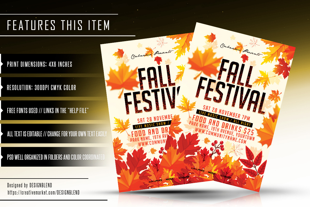 Fall Festival Flyer - PSD Template, a Flyer Template by designblends@gmail.com (Photo 2 of 2)