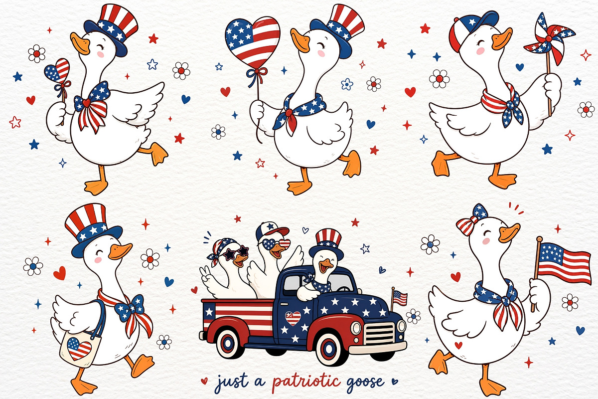 4th July Silly Goose USA PNG Clipart, an Animal Illustration by SugarCloudStudioArt (Photo 2 of 4)