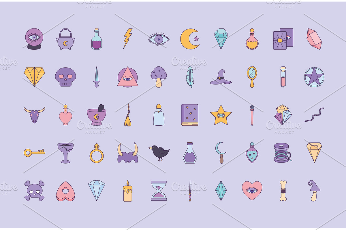 fifty magic icons, an Object Illustration by studiogstock