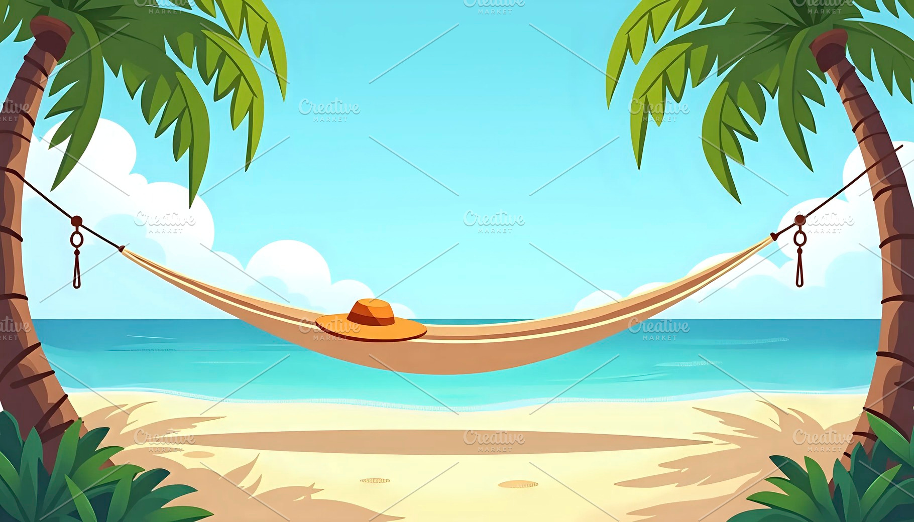Secluded Tropical Island With Hammoc, a Photo by LOGOCREATIVE
