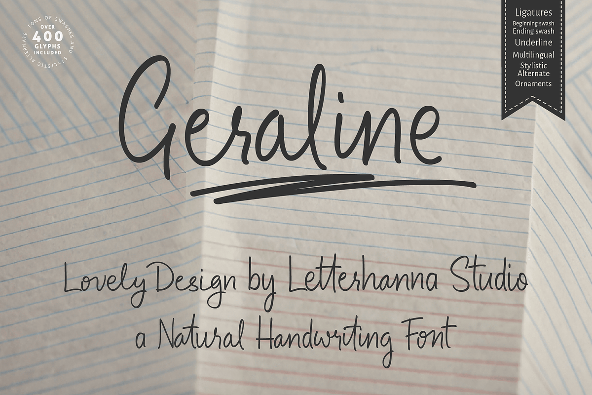 Geraline Font, a Handwritten Font by Letterhanna Studio (Photo 1 of 10)