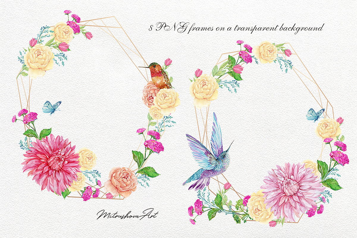 Tropical Birds Hummingbird Flowers, an Illustration by MitrushovaArt (Photo 4 of 5)