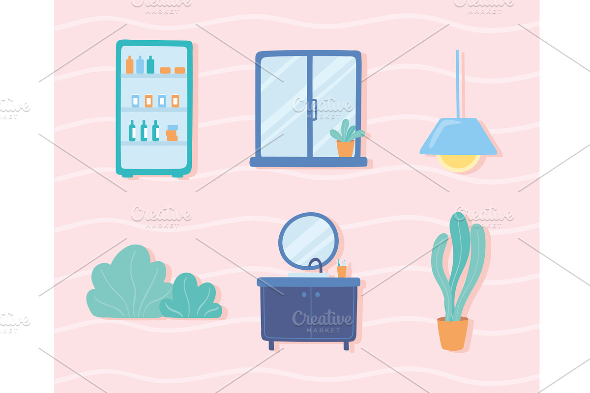 icon set home decoration, an Object Illustration by studiogstock