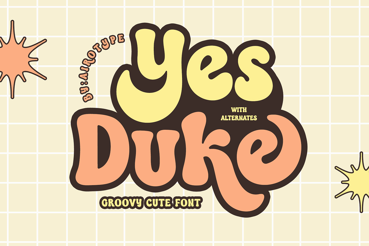 Yes Duke - Cute Retro Groovy Font, a Handwritten Font by Airotype (Photo 1 of 11)