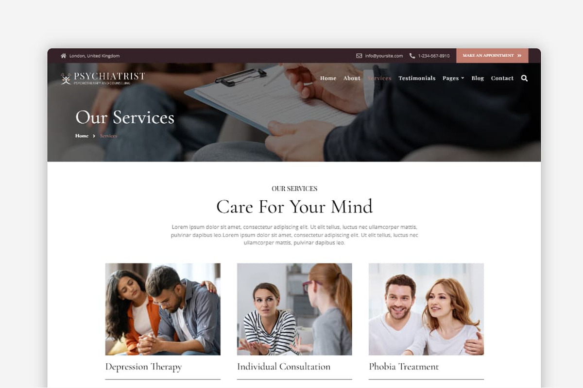 Psychiatrist WordPress Theme, a WordPress Template by Your Theme Shop (Photo 5 of 9)