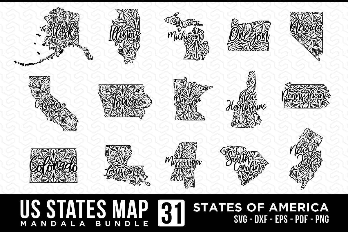 US States Map Bundle, a Graphic by CraftlabSVG (Photo 1 of 12)