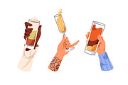 Hands holding alcohol drinks set, a Food Illustration by PaperTrident (Thumbnail 5 of 11)