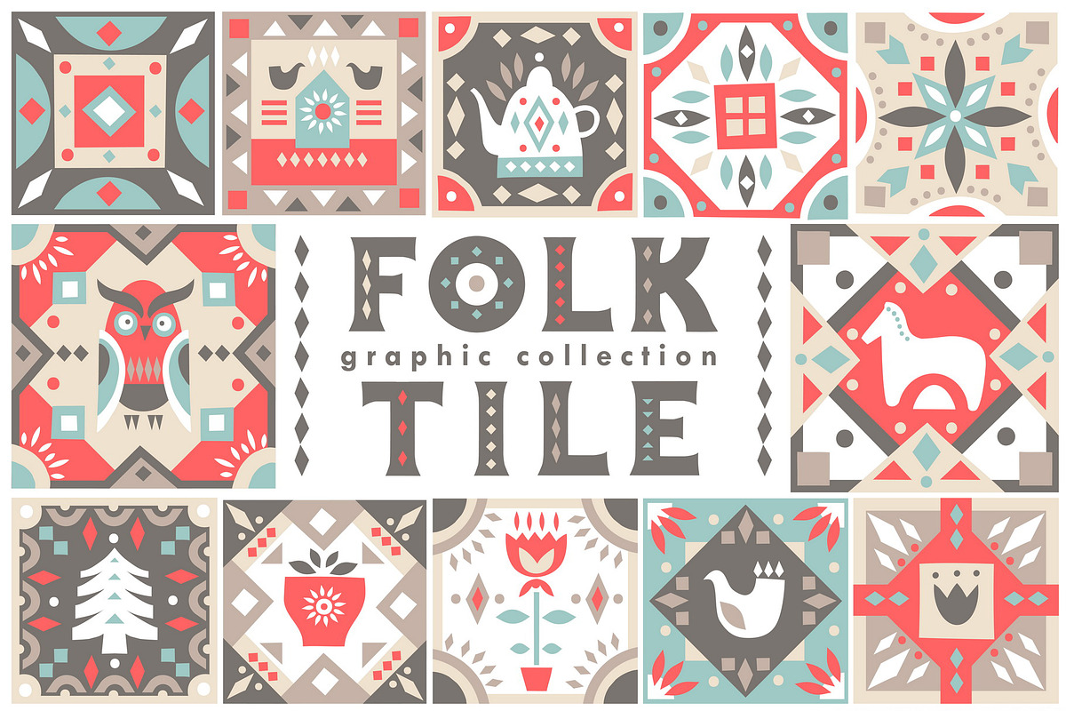 Folk Tile - Graphic Collection, a Decorative Illustration by Struvictory.art (Photo 1 of 9)