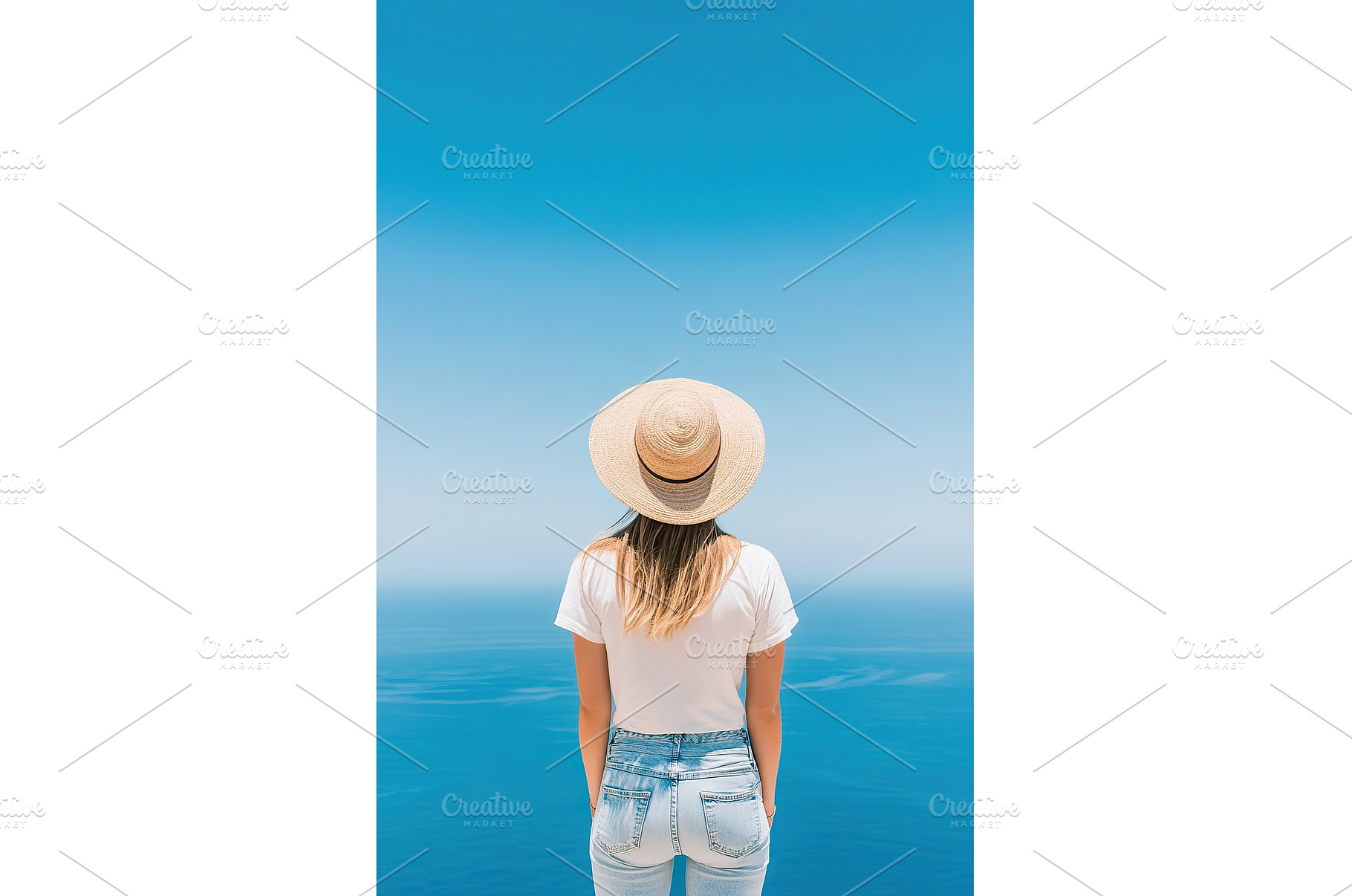 Young Woman with Straw Hat Gazing at, a Nature Photo by Lermont51