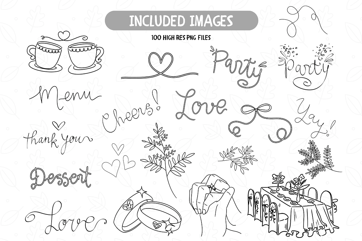 Whimsical Wedding Icons Clipart, an Illustration by TatiMockup (Photo 5 of 6)