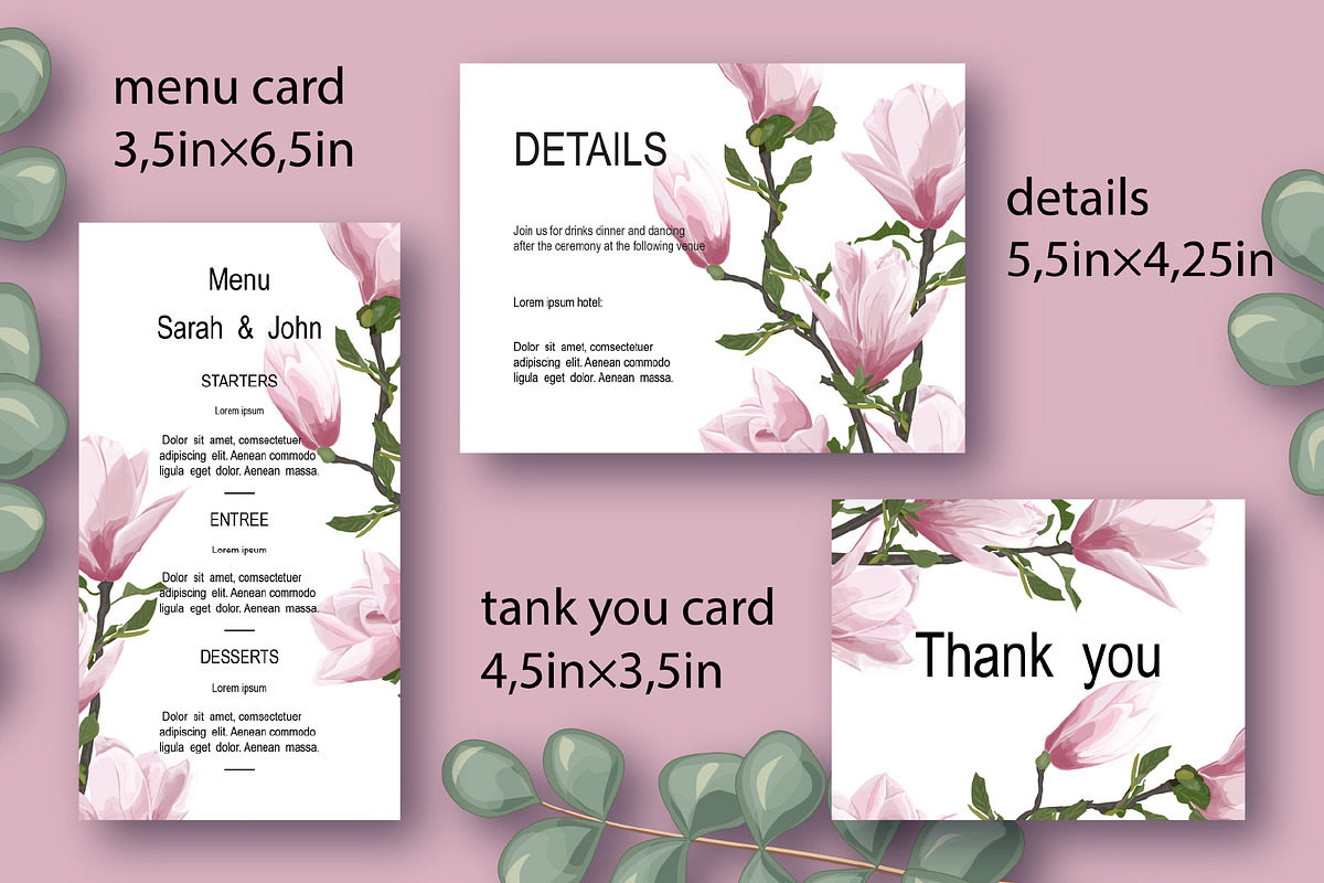 Greeting card templates with Magnoli, an Invitation Template by Digital illustration shop (Photo 5 of 5)