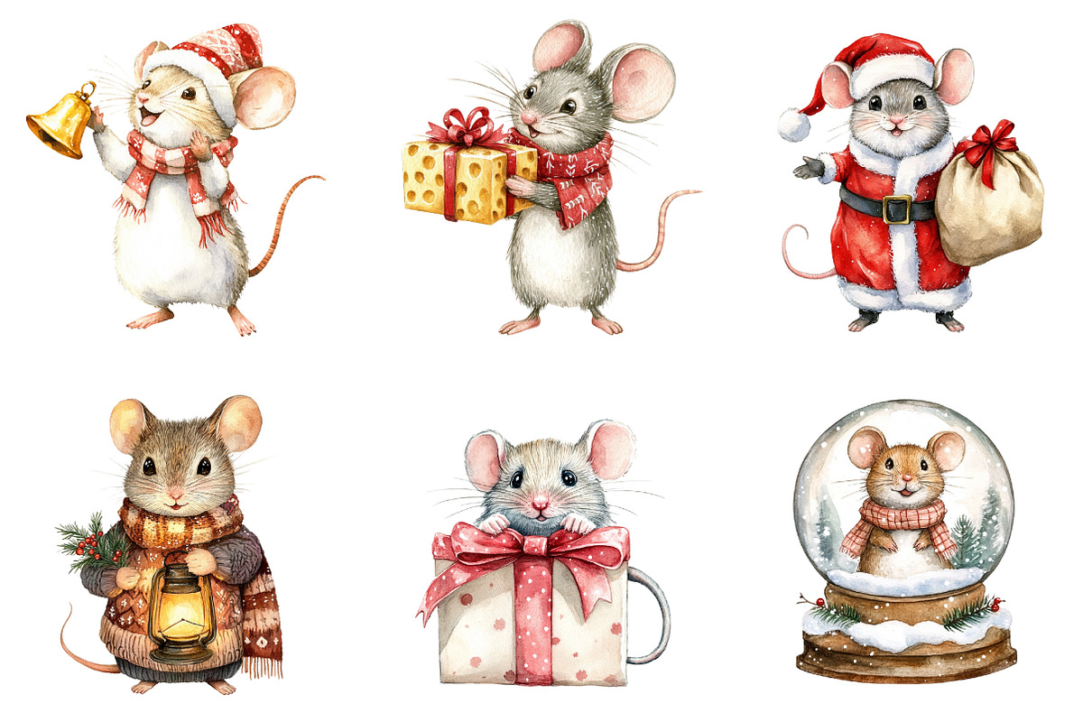 Christmas Mouse Clipart, a Graphic by CitraGraphics (Photo 2 of 4)