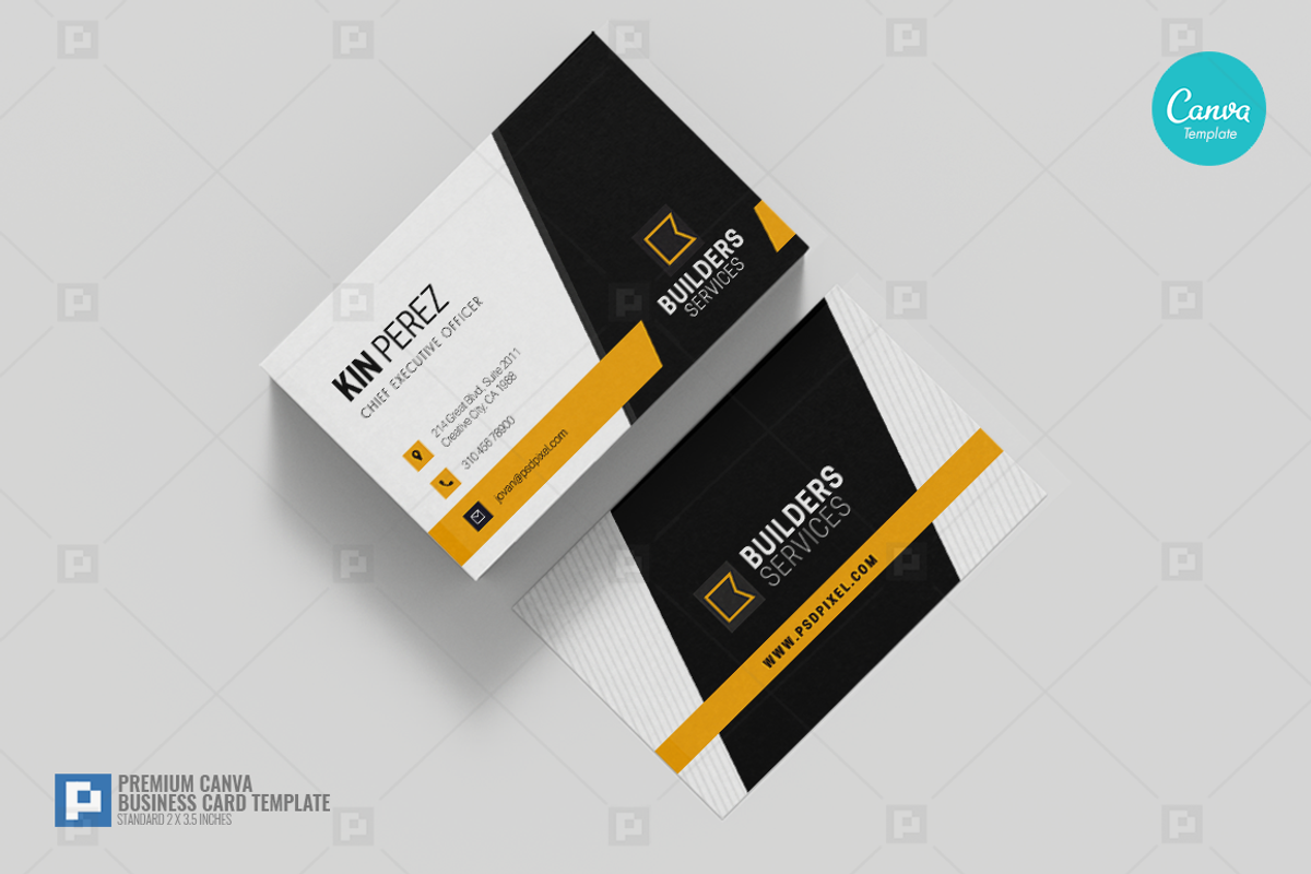 Construction Canva Business Card 02, a Business Card Template by PSDPixel (Photo 2 of 4)