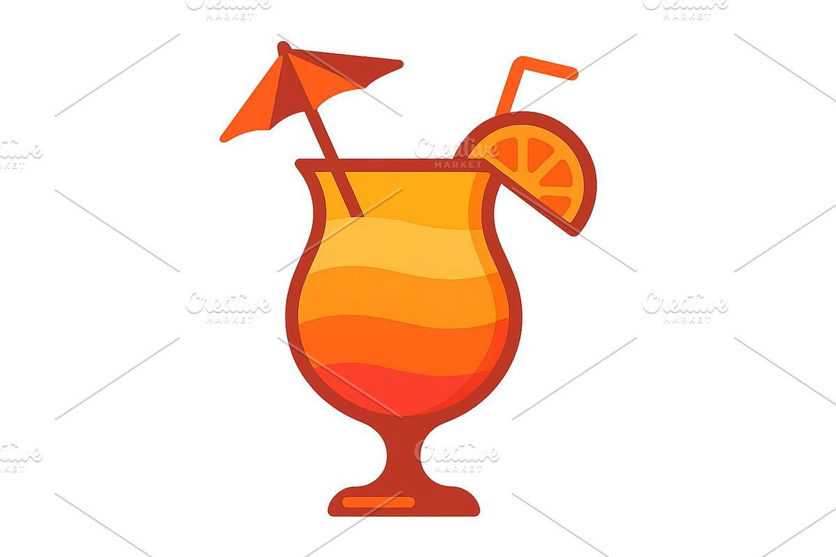 Colorful tropical cocktail served in, a Food Illustration by ZinetroN
