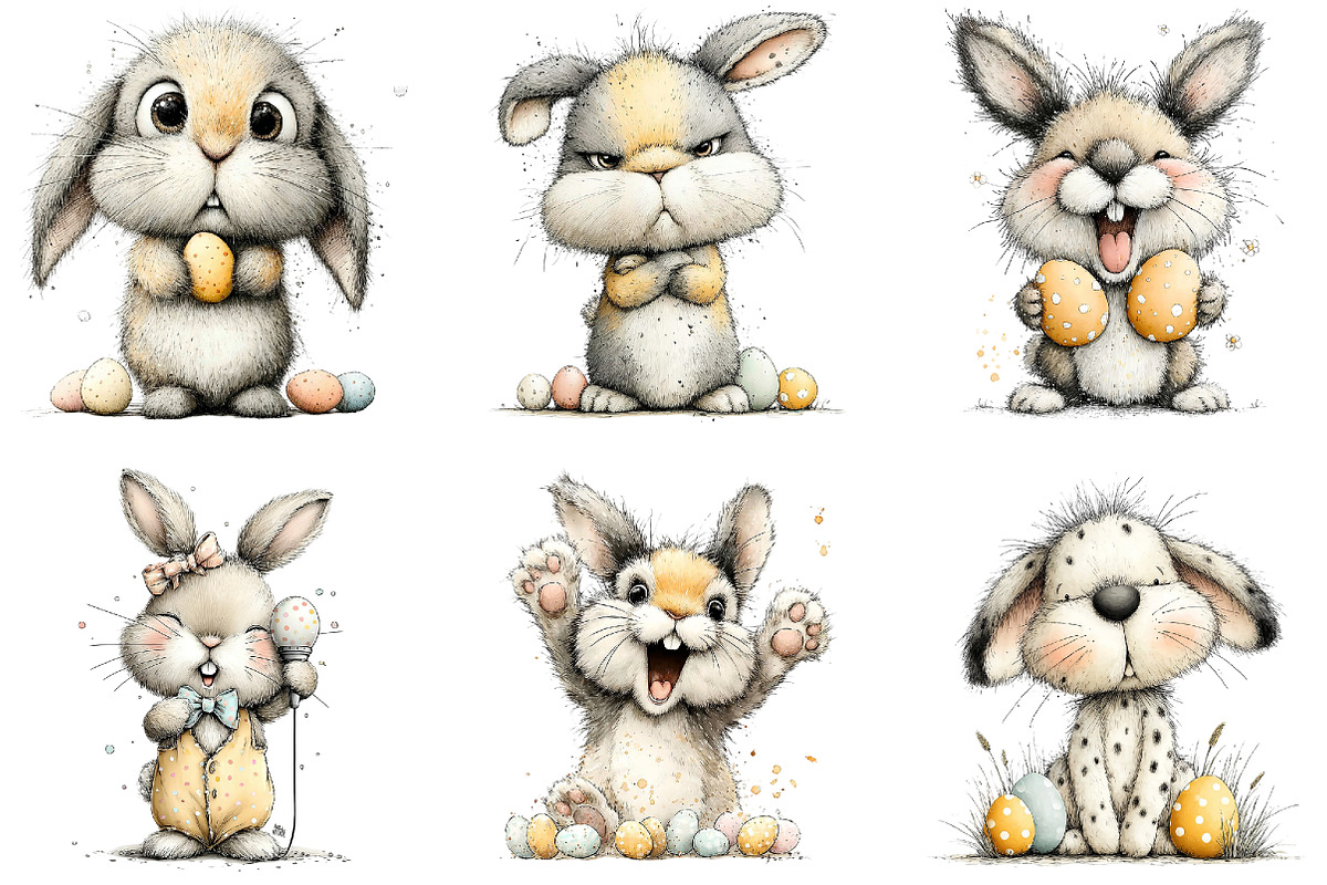 Quirky Easter Bunny Clipart Bundle, an Illustration by Sublimation Artist (Photo 4 of 7)