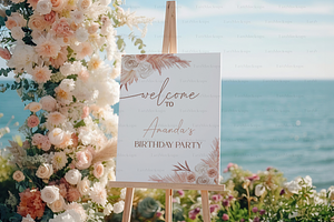 Beach Wedding Sign Mockup Reception