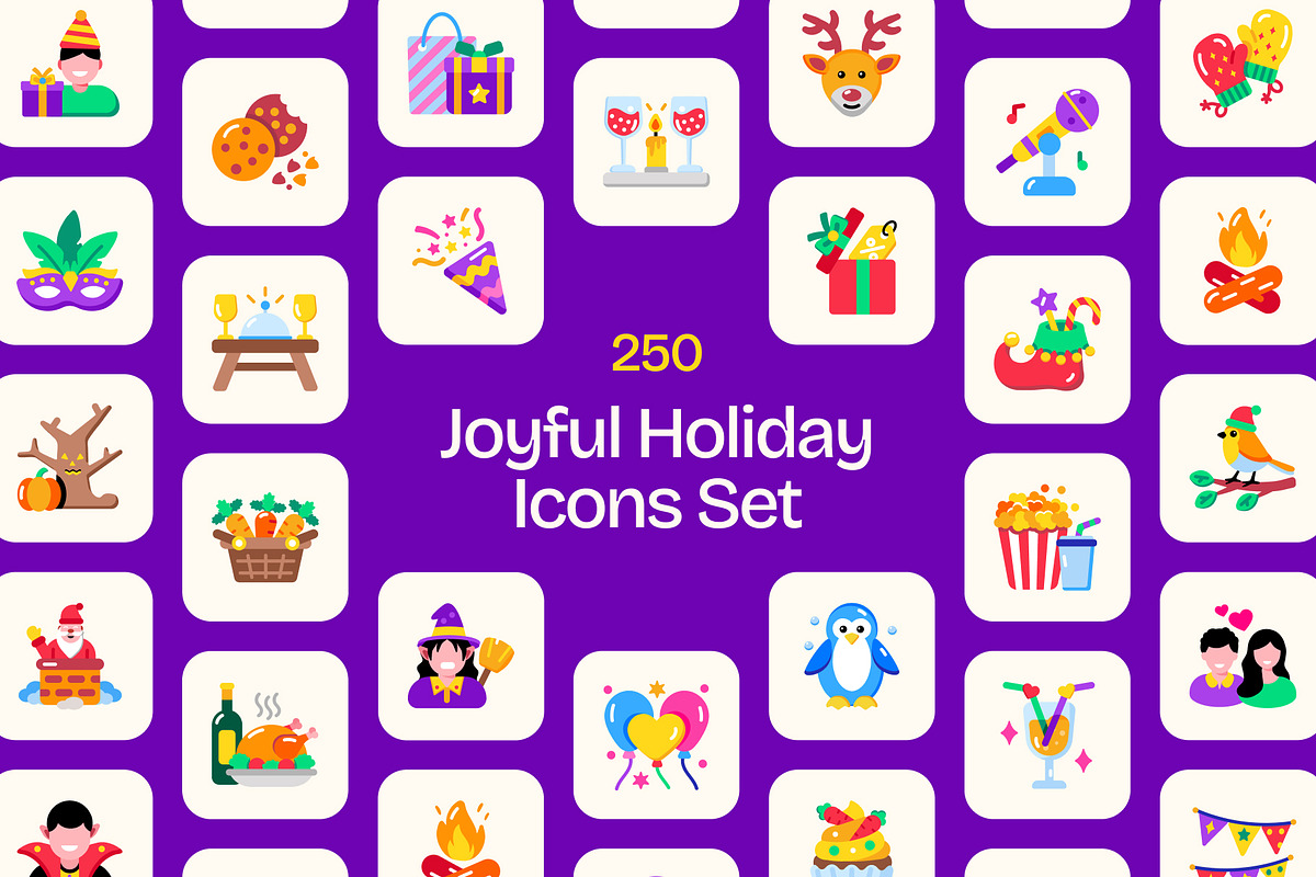 Joyful Holiday Icon Set, an Emoji Icon by Prosymbols (Photo 1 of 13)