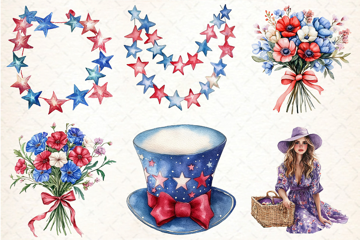 4th of July Clipart Bundle, an Illustration by DreamCafeArt (Photo 4 of 8)