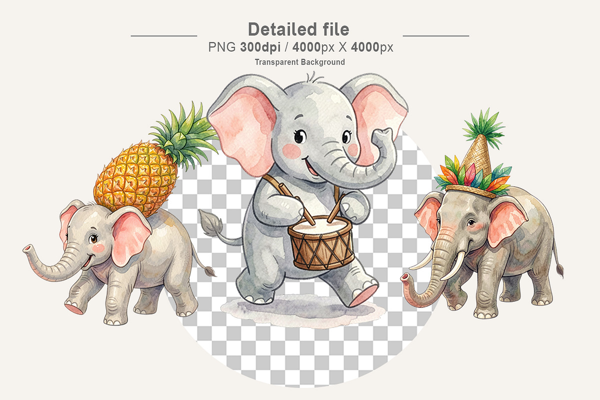 Cute Elephant Sublimation PNG, an Animal Illustration by Artnoy (Photo 3 of 18)