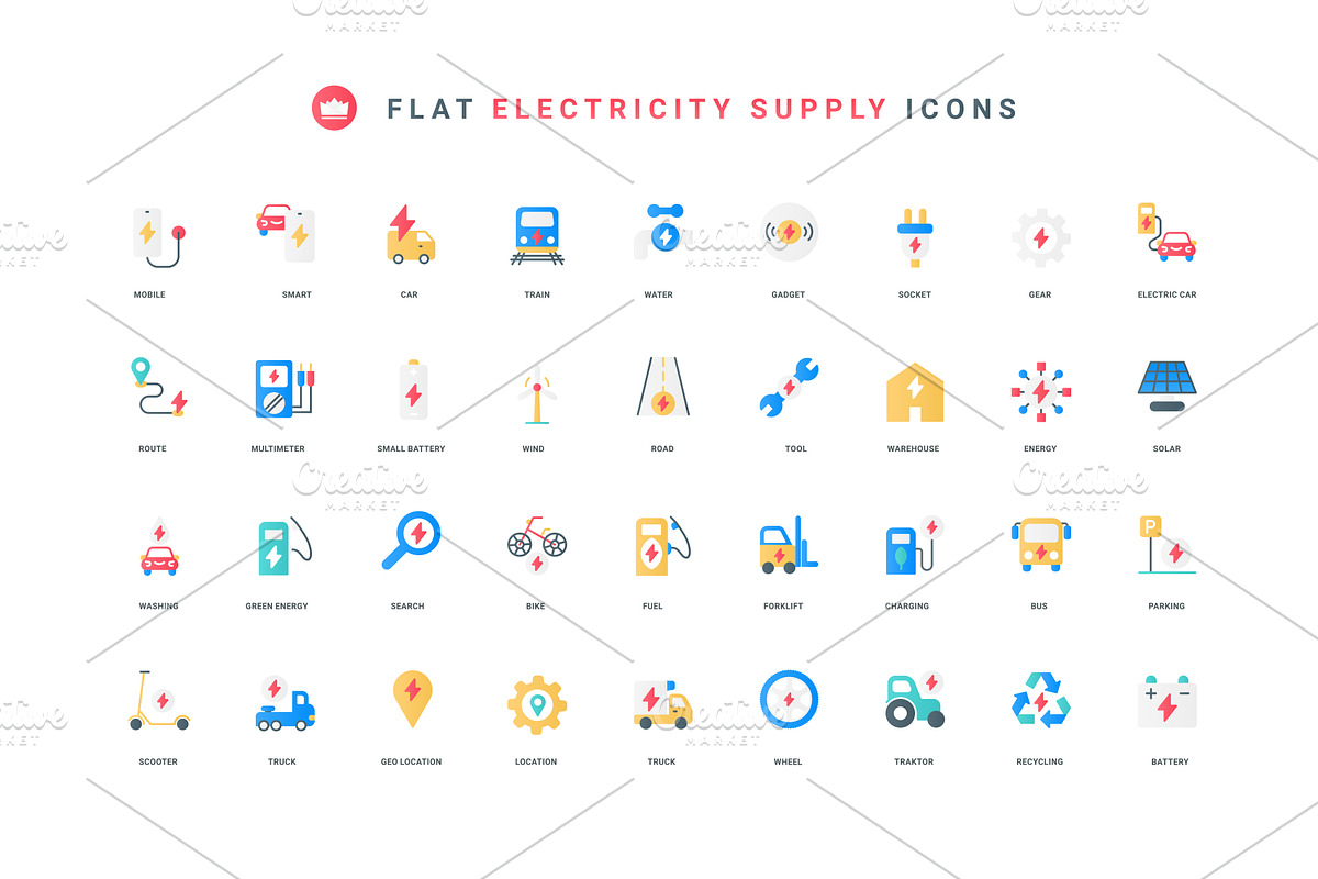 Electricity renewable icons, an Object Illustration by Lemberg Vector