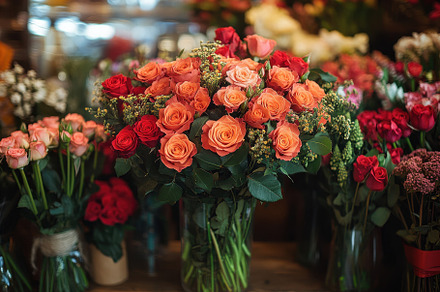 Beautiful bouquet of multicolored ro, a Photo by Tanuart